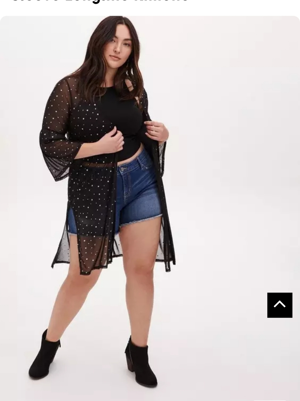NWOT DEADSTOCK TORRID Black Mesh & Iridescent Star Bell Sleeve Longline Kimono